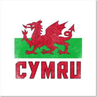 Wales / Cymru Vintage Faded Flag Design Posters and Art